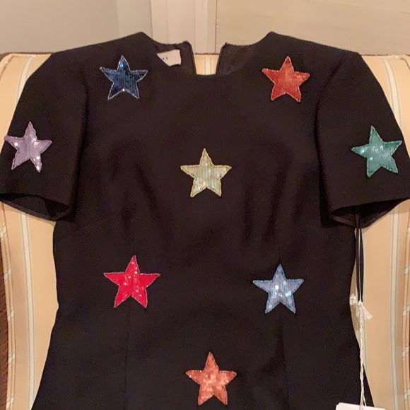 VALENTINO COUTURE STAR ⭐️ EMBELLISHED SHIFT DRESS IN BLACK SIZE US 4 - Picture 11 of 16